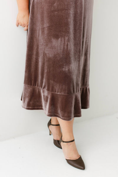 'Sophia' Square Neck Velvet Midi Dress