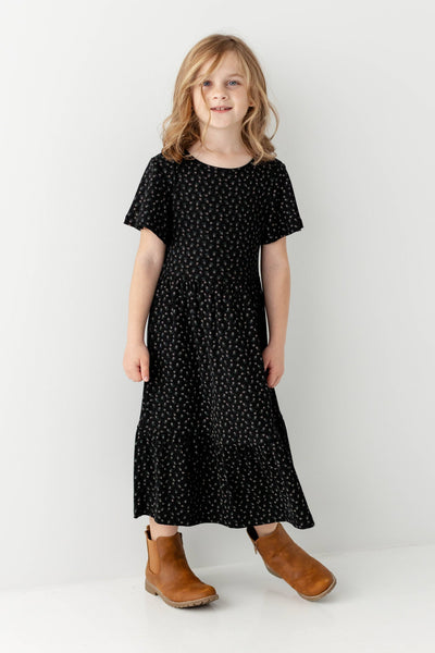 'Shiloh' Girl Floral Ribbed Tiered Dress