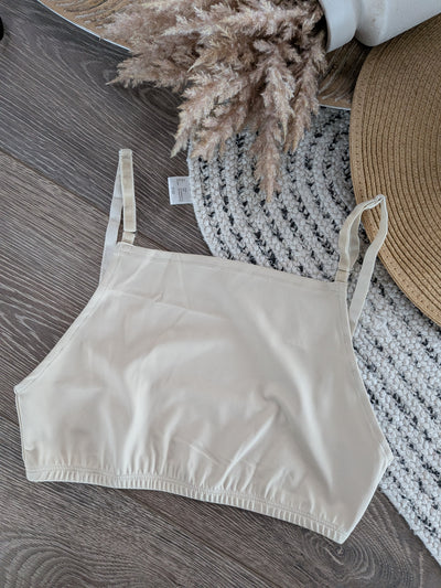 Modest Cropped Cami With Lace in Cream
