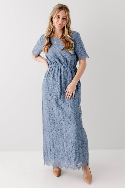 'Odessa' Round Neck Lace Maxi Dress