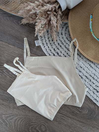 Modest Cropped Cami With Lace in Cream