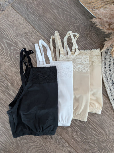 Modest Cropped Cami With Lace in Cream