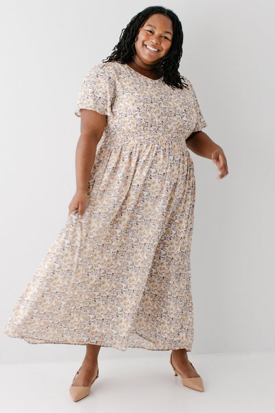 'Felicity' Floral Print Smocked Waist Maxi Dress