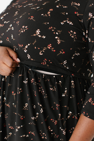 'August' Nursing Friendly Floral Knee Length Dress
