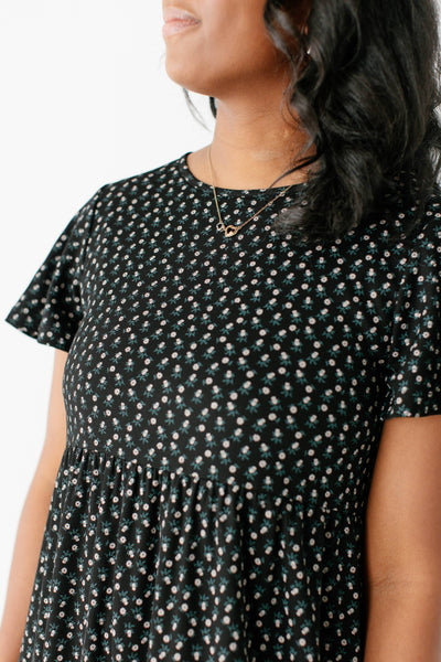 'Shiloh' Floral Ribbed Tiered Midi Dress