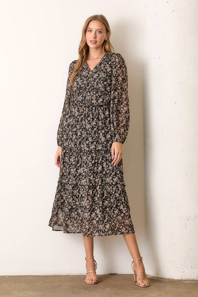 PRINTED FLORAL MAXI DRESS