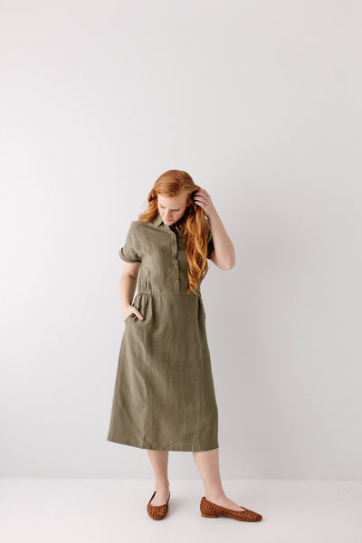 'Siena' Collared Button Up Midi Dress