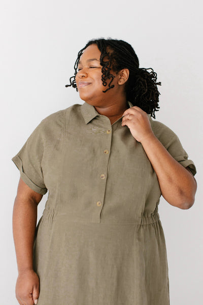 'Siena' Collared Button Up Midi Dress