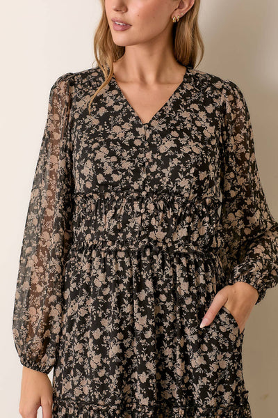 PRINTED FLORAL MAXI DRESS