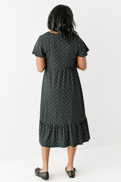 'Shiloh' Floral Ribbed Tiered Midi Dress