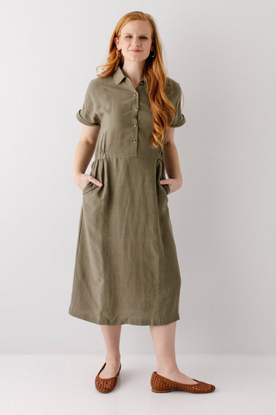 'Siena' Collared Button Up Midi Dress