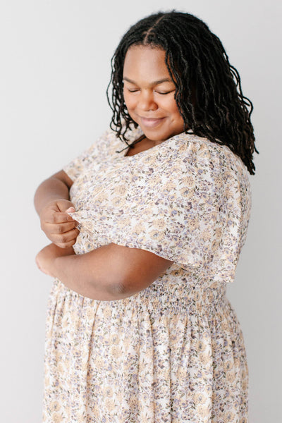'Felicity' Floral Print Smocked Waist Maxi Dress