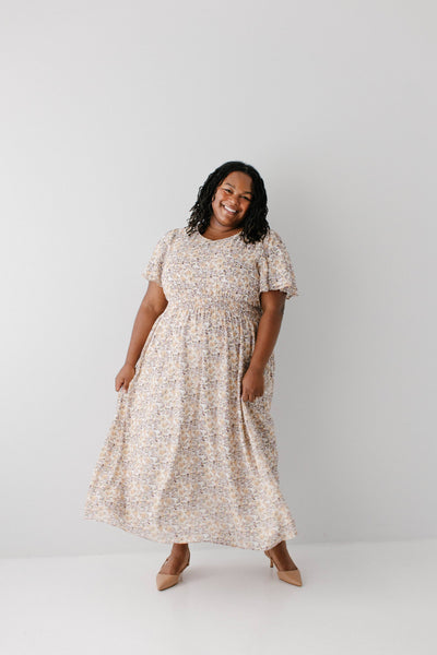 'Felicity' Floral Print Smocked Waist Maxi Dress