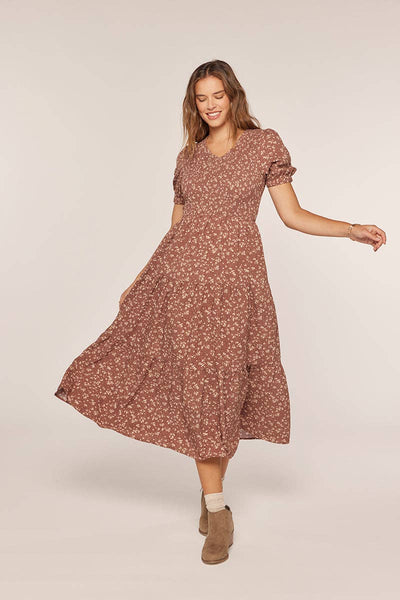 Waist Tie Detail Printed Dress