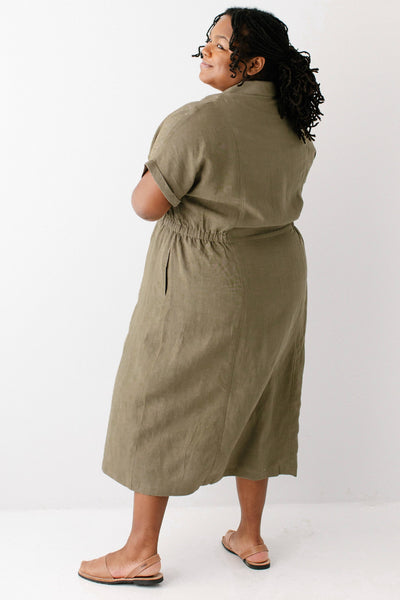 'Siena' Collared Button Up Midi Dress
