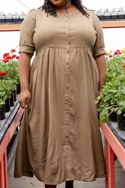 'Nora' Button Front A-Line Dress