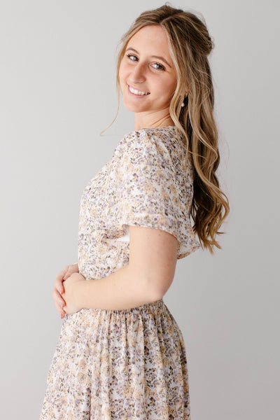 'Felicity' Floral Print Smocked Waist Maxi Dress