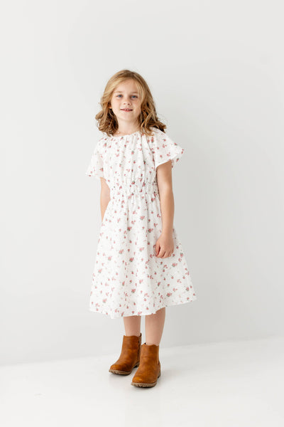 'Cynthia' Girl Embroidered Floral Print Dress