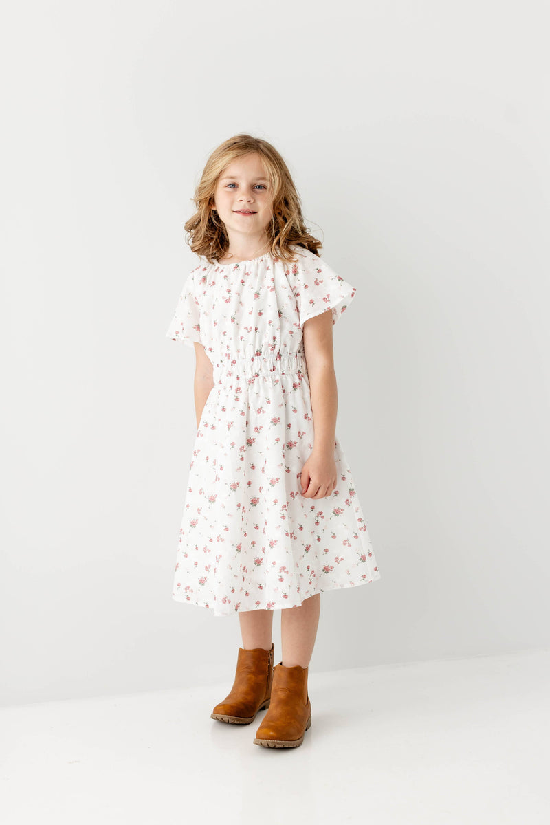 'Cynthia' Girl Embroidered Floral Print Dress