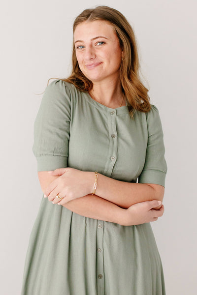 'Nora' Button Front A-Line Dress