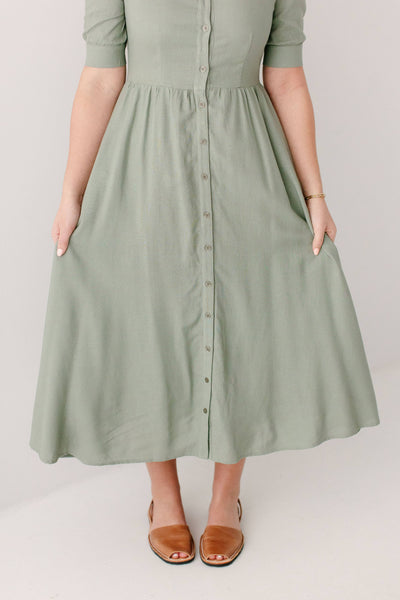 'Nora' Button Front A-Line Dress