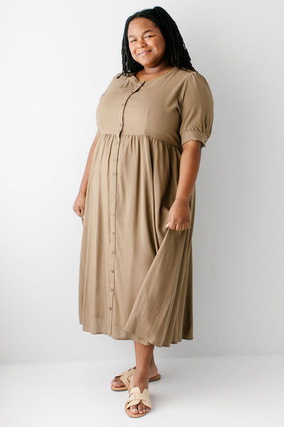 'Nora' Button Front A-Line Dress