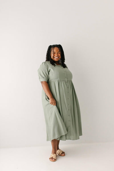 'Nora' Button Front A-Line Dress