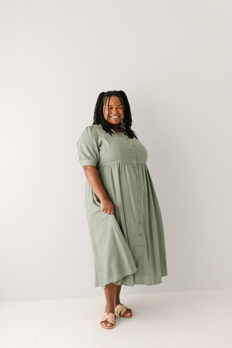 'Nora' Button Front A-Line Dress