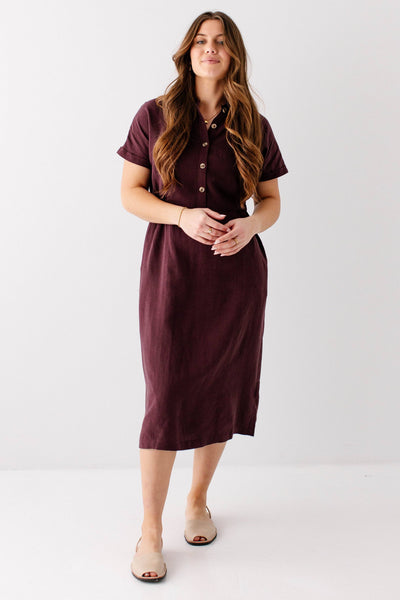 'Siena' Collared Button Up Midi Dress