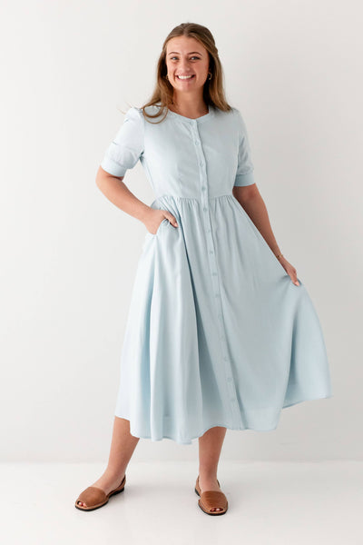 'Nora' Button Front A-Line Dress