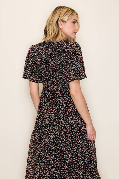 Ditsy Floral Smocked Midi Dress