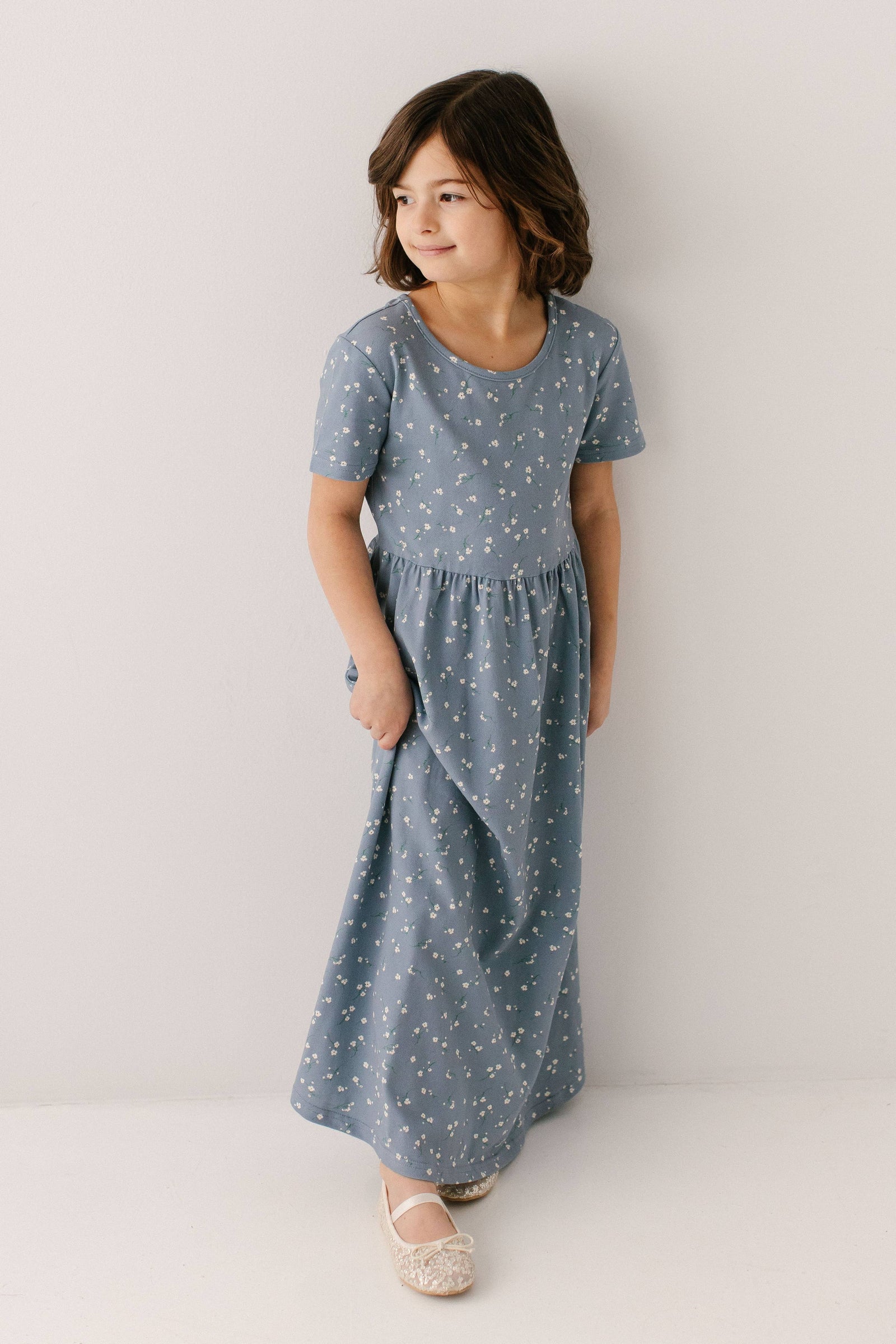 'Abigail' Girl Ditsy Floral Maxi Dress