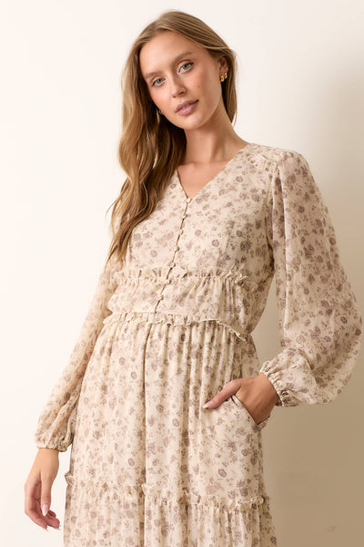 PRINTED FLORAL MAXI DRESS