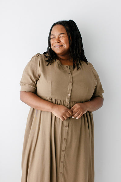 'Nora' Button Front A-Line Dress