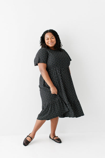'Shiloh' Floral Ribbed Tiered Midi Dress