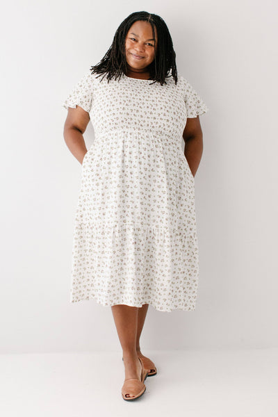 'Lynette' Smocked Bodice Floral Midi Dress