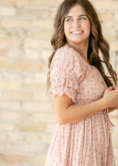 Celine Puff Sleeve Pink Floral Maxi Dress