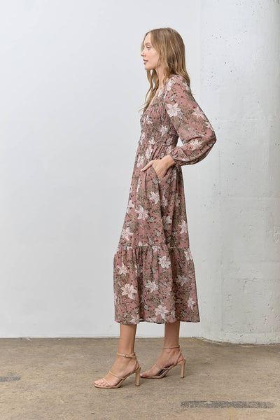 FLORAL LONG SLEEVE MAXI DRESS