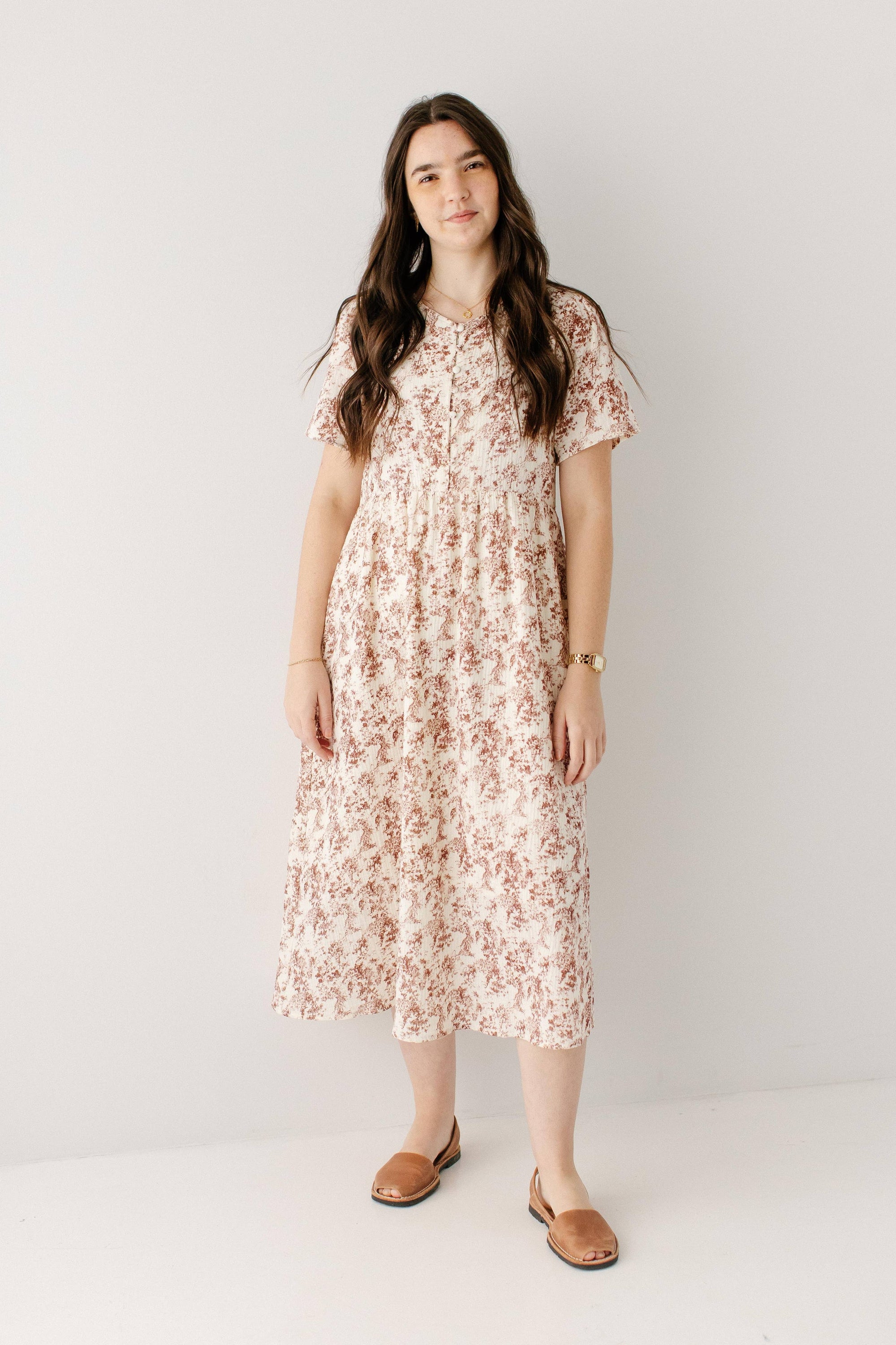 Cheryl' Vintage Red Printed Gauze Dress