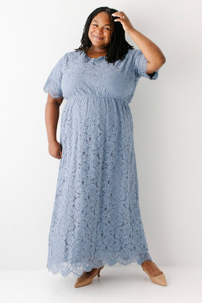 'Odessa' Round Neck Lace Maxi Dress