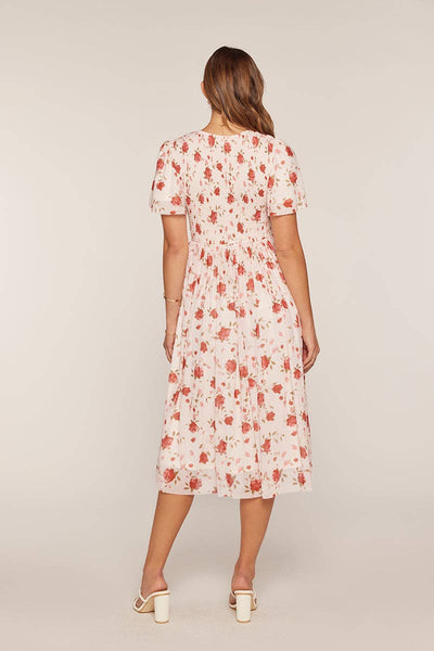 Plus Size Printed Mesh Smocking Dress