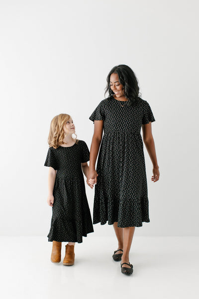 'Shiloh' Floral Ribbed Tiered Midi Dress