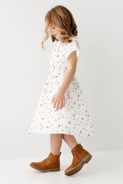 'Cynthia' Girl Embroidered Floral Print Dress