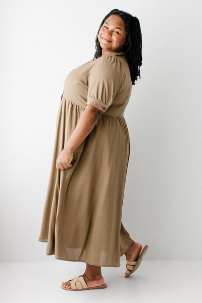 'Nora' Button Front A-Line Dress