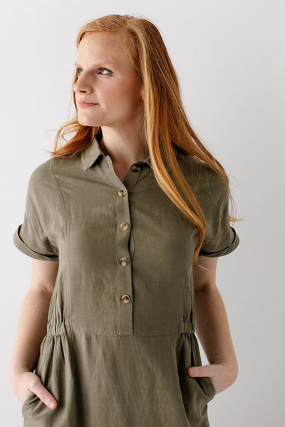 'Siena' Collared Button Up Midi Dress