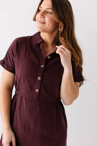 'Siena' Collared Button Up Midi Dress