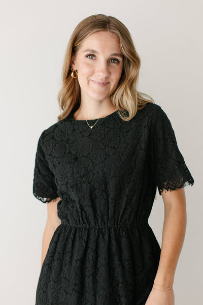 'Odessa' Round Neck Lace Maxi Dress