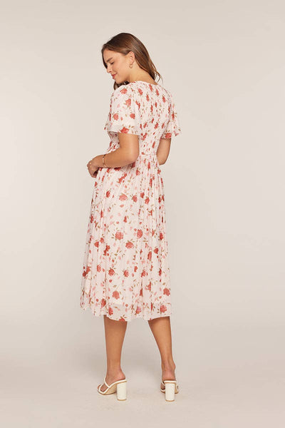 Plus Size Printed Mesh Smocking Dress