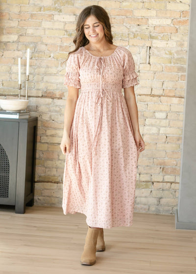 Celine Puff Sleeve Pink Floral Maxi Dress