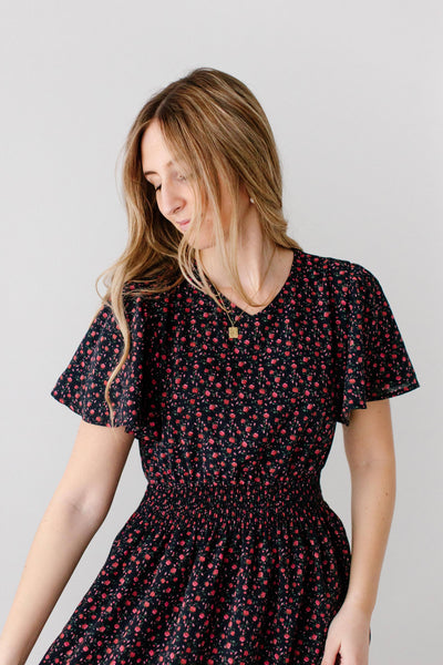 'Felicity' Rose Print Maxi Dress